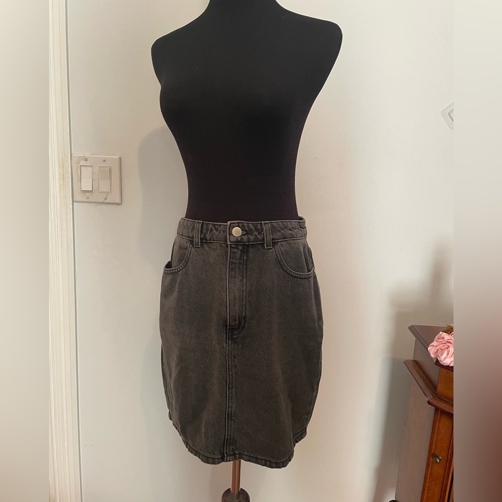 Size large black American Apparel highwaisted jean mini skirt vintage sleazecore